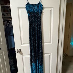 Therapy, Blue and Black Patterned Dress maxi dress, uk size 8